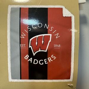 NWT Homefield stretch, plush Sherpa backed throw Wisconsin 60”X 70”